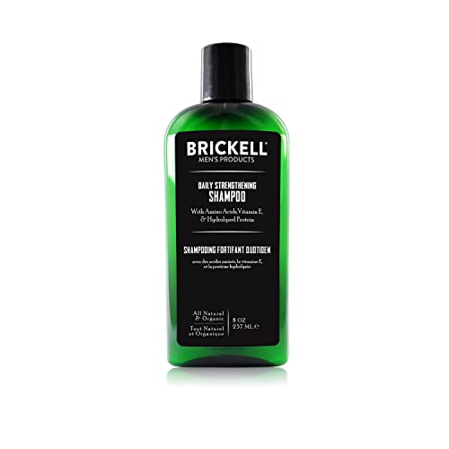 Brickell Men's Products Champú Fortalecedor Diario Para Hombres, Con Menta y Aceite de árbol de té, Natural y Orgánico, 237 ml