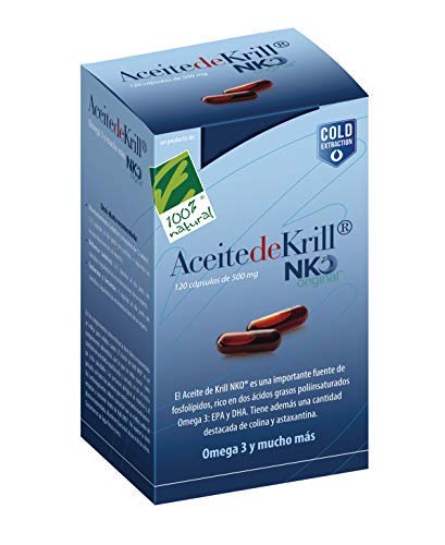 100 Natural Aceite Krill NKO Caja, 120 Cápsulas de 500 Miligramos En Blíster