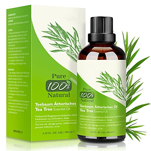 Aceite de Árbol de Té 100% Natural,100 ML Aceite Esenciale-Aceite de Acné,Tea Tree Oil Puro, Perfumado,Tratamiento Antiacné Contra la Piel y Cara con Imperfecciones,Antipinillas